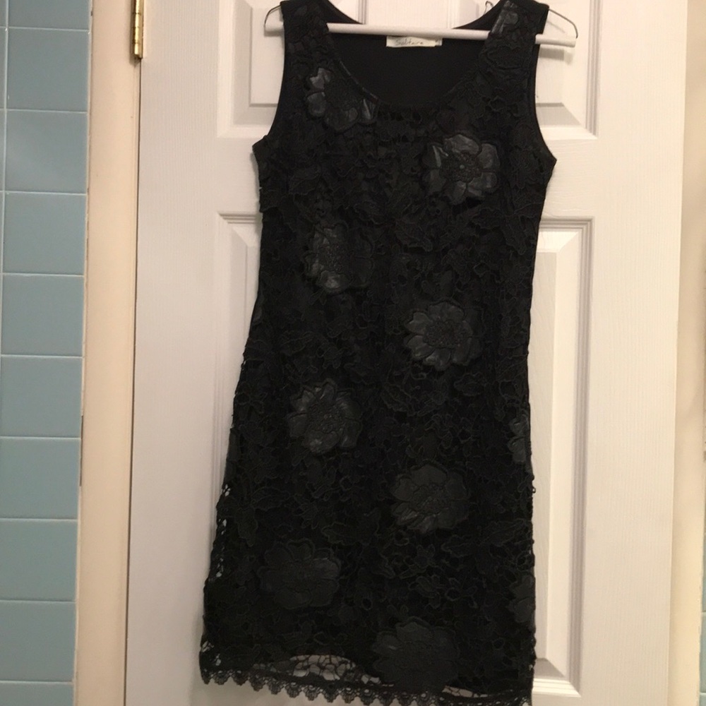 Black dress with lace flowers